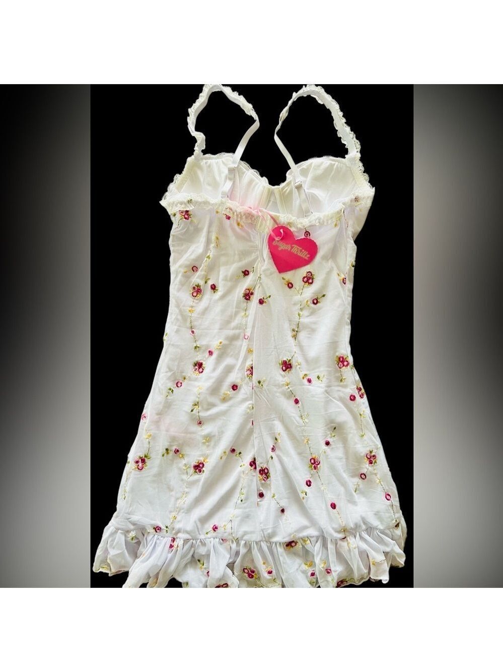 NWT XLarge Dolls Kill Sugar Thrillz I’m Baby Mini Slip Dress in White - Picture 5 of 12